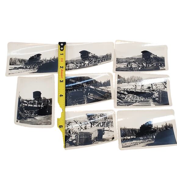 Lot of 8 Vtg Train Derailment Wreck Crash Monochrome Original Photography - Picture 5 of 8